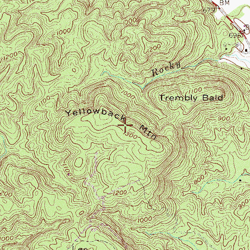 Topographic Map of Yellowback Mountain, GA