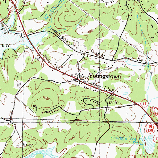 Topographic Map of Youngstown, GA