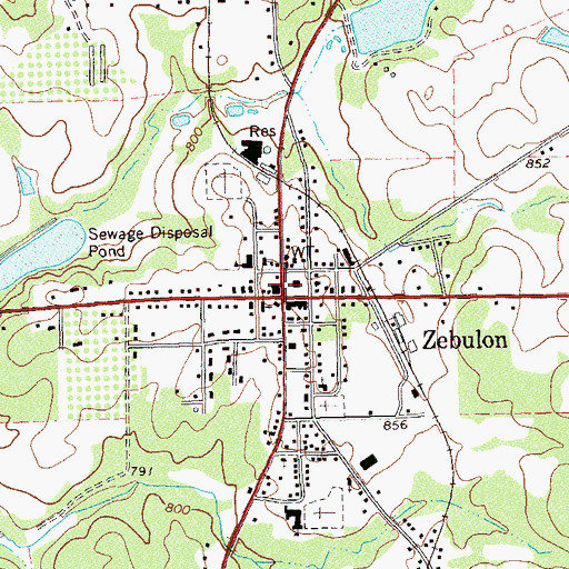 Topographic Map of Zebulon, GA