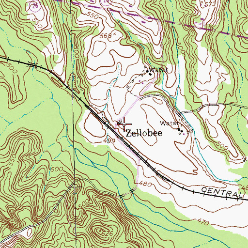 Topographic Map of Zellobee, GA