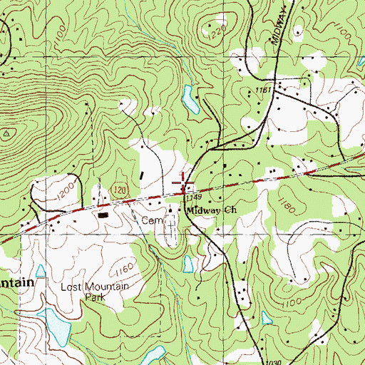 Topographic Map of Boots Wards Recreational Center, GA