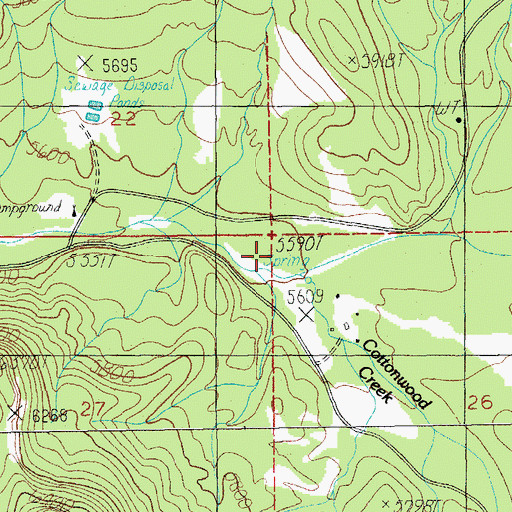 Topographic Map of Cottonwood Creek, AZ