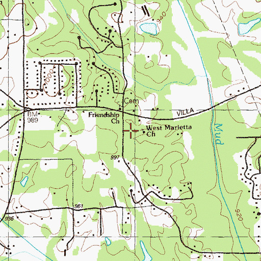 Topographic Map of West Marietta Church, GA