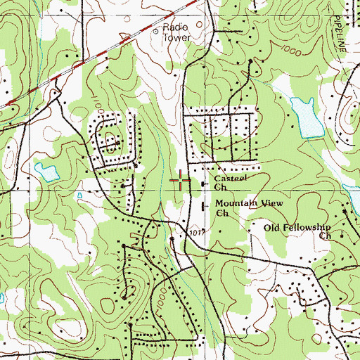 Topographic Map of Casteel Church, GA