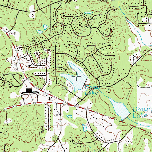 Topographic Map of Corns Lake, GA