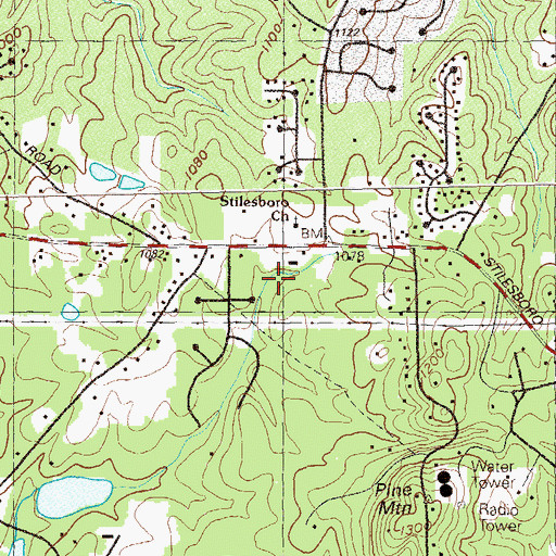 Topographic Map of Stilesboro Church, GA