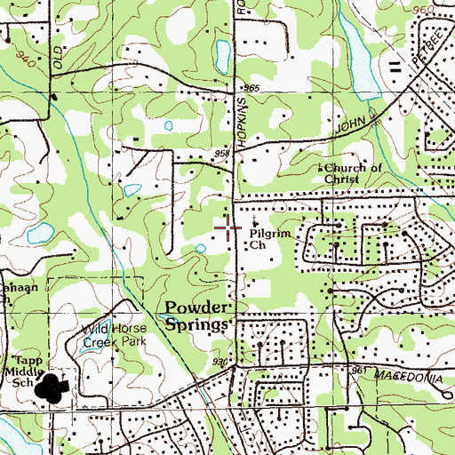 Topographic Map of Pilgrim Church, GA