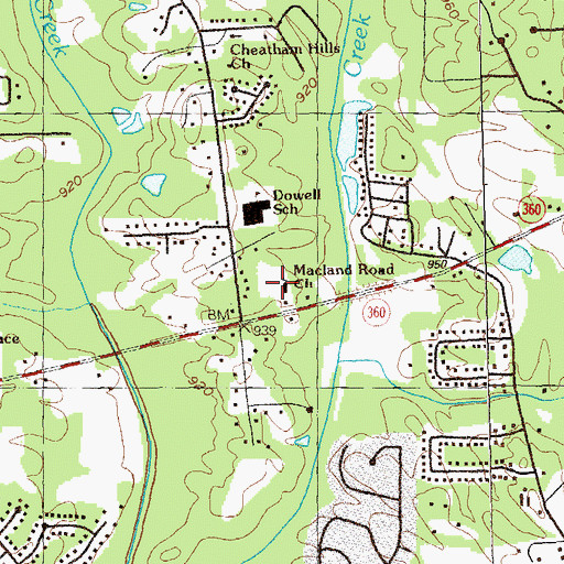 Topographic Map of Macland Road Church, GA