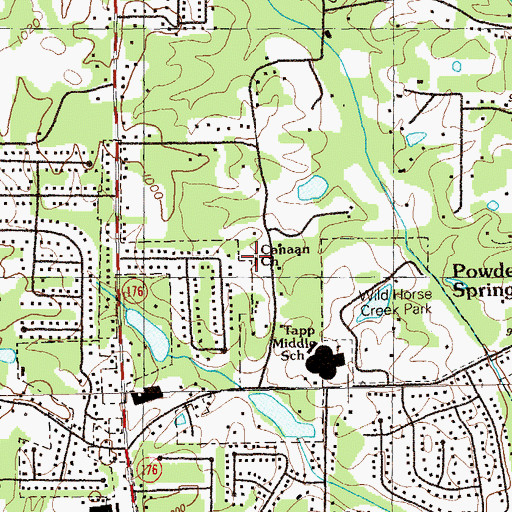 Topographic Map of Canaan Church, GA