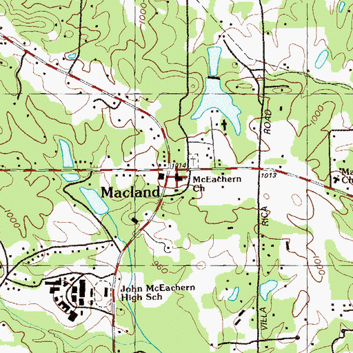 Topographic Map of McEachern Church, GA