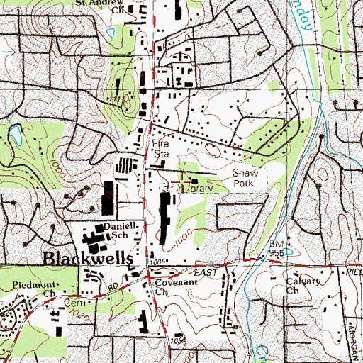 Topographic Map of Gritters Library, GA