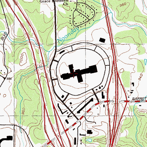 Topographic Map of Towncenter Mall, GA