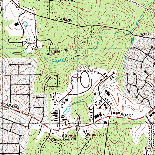 Topographic Map of Dixie Speedway, GA
