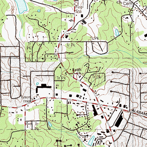 Topographic Map of Faith Church, GA