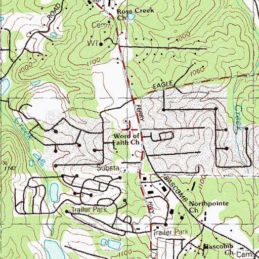 Topographic Map of Word of Faith Church, GA