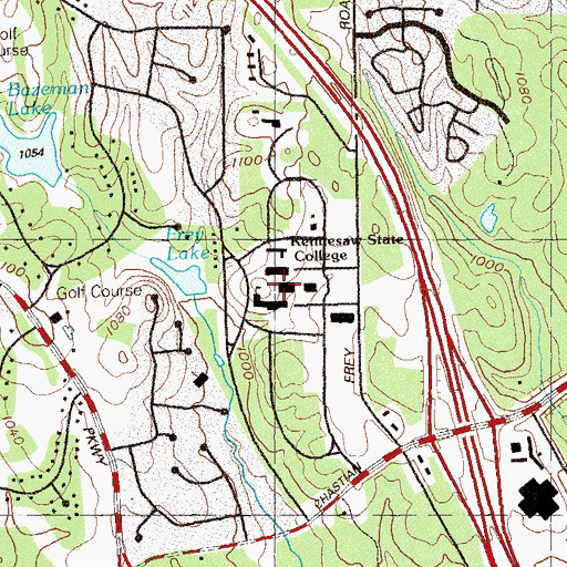 Topographic Map of Kennesaw State University, GA