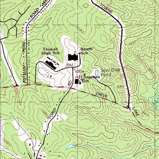 Topographic Map of Chapman Intermediate School, GA