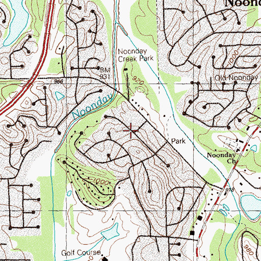 Topographic Map of Noonday Creek Park, GA