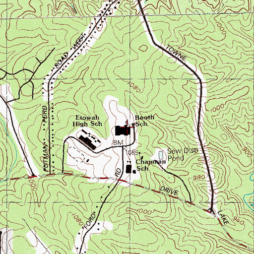 Topographic Map of E T Booth Middle School, GA