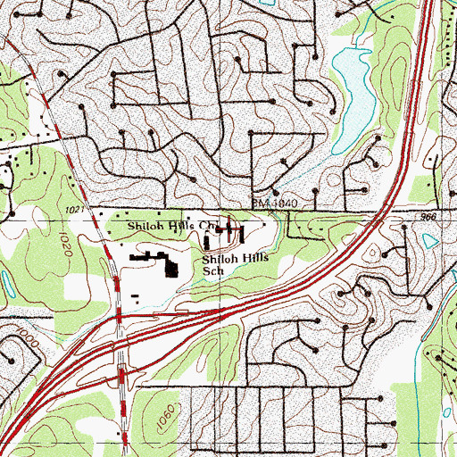 Topographic Map of Shiloh Hills Christian School, GA