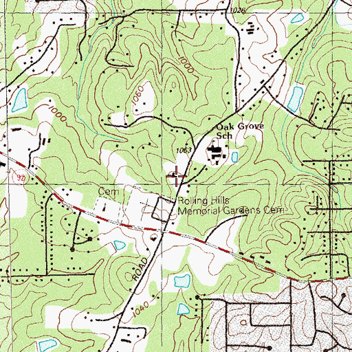 Topographic Map of Oak Grove United Methodist Church, GA