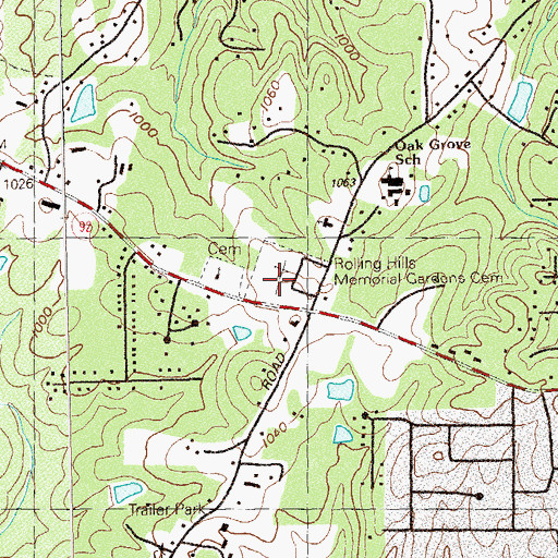 Topographic Map of Rolling Hills Memory Gardens Cemetery, GA