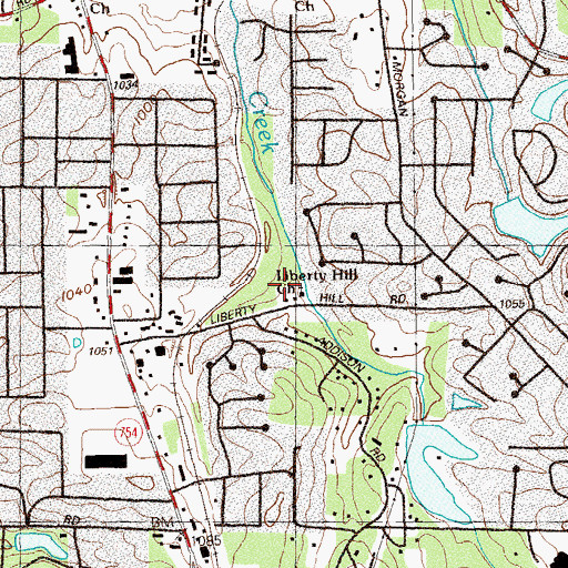 Topographic Map of Liberty Hill Church, GA