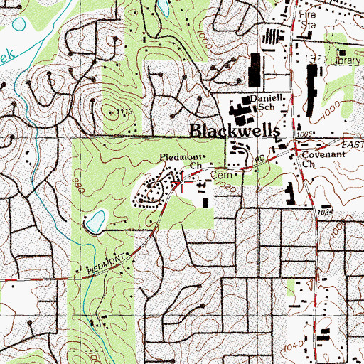 Topographic Map of Piedmont Church, GA
