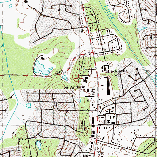 Topographic Map of Saint Andrew Church, GA