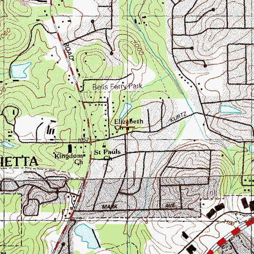 Topographic Map of Elizabeth Church, GA