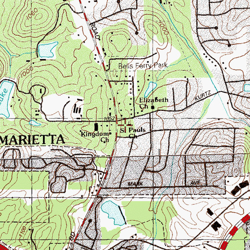 Topographic Map of Saint Paul Church, GA