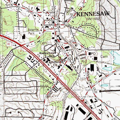 Topographic Map of Lighthouse Church, GA