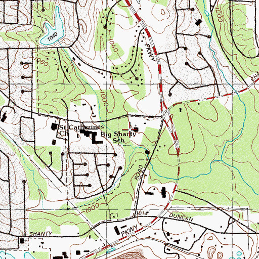 Topographic Map of Kennesaw Church of God, GA