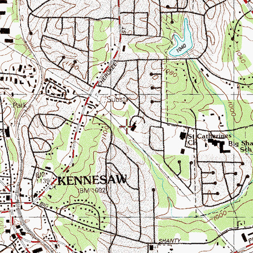 Topographic Map of Kennesaw United Methodist Church, GA