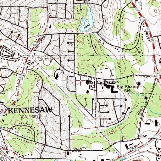 Topographic Map of Saint Catherine of Siena Catholic Church, GA