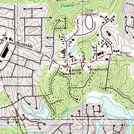 Topographic Map of South Cherokee Church, GA