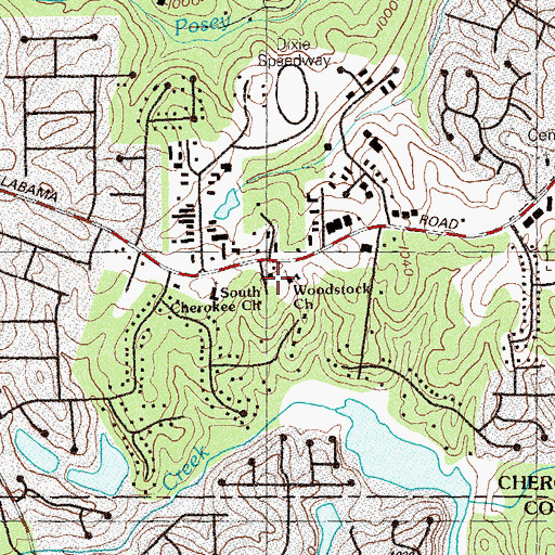 Topographic Map of Woodstock Church, GA