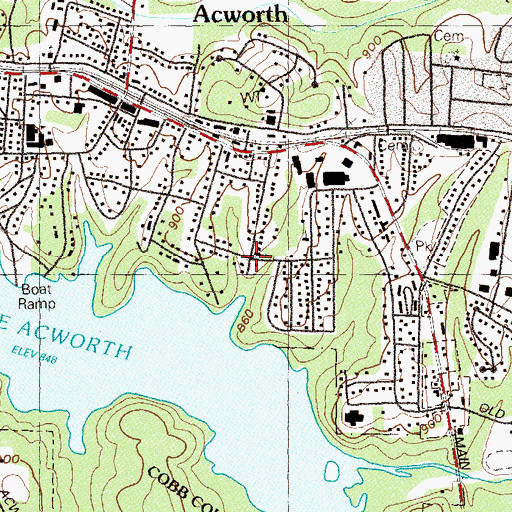 Topographic Map of Park Street Baptist Church, GA