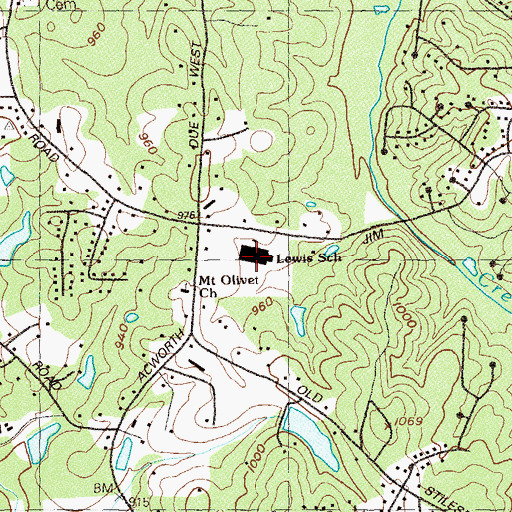 Topographic Map of Lewis Elementary School, GA