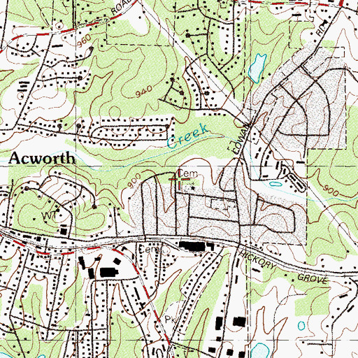 Topographic Map of Shady Grove Baptist Church, GA