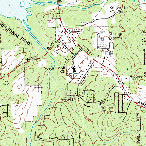 Topographic Map of North Cobb Christian School, GA