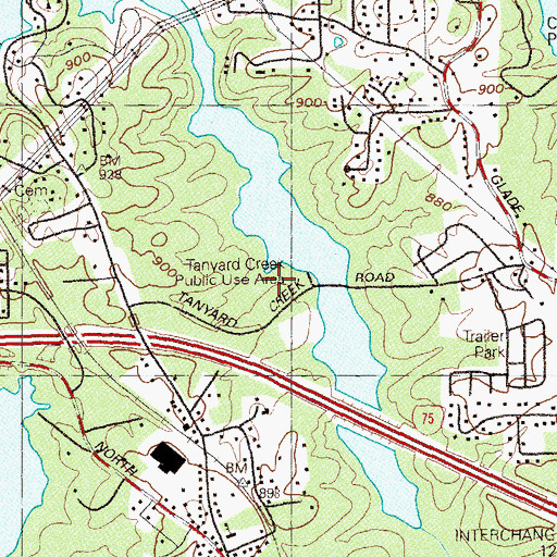Topographic Map of Tanyard Creek Day Use Area, GA