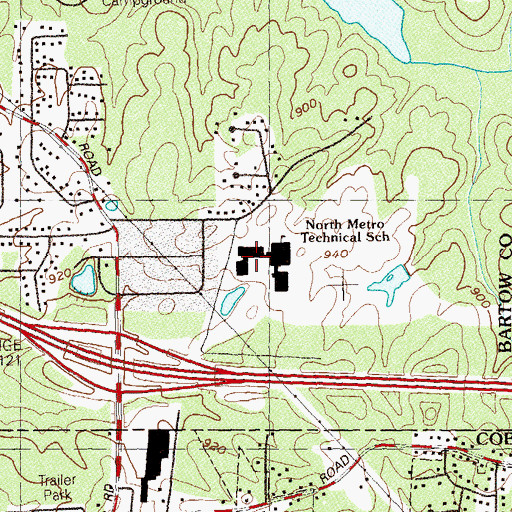 Topographic Map of North Metro Technical College, GA