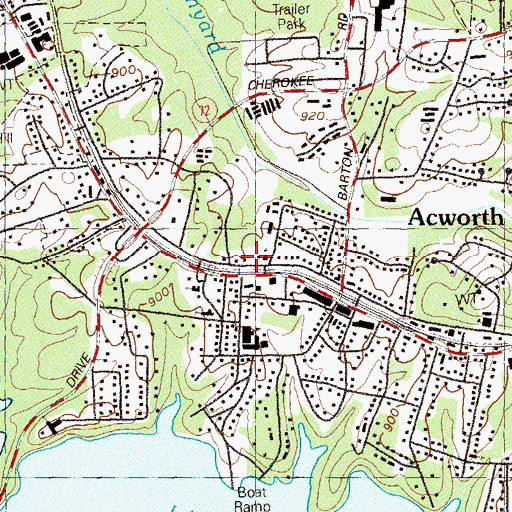 Topographic Map of Acworth Christian School, GA