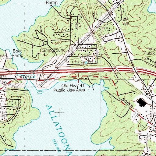 Topographic Map of Old Hi-way 41 Day Use Areas 1 and 2, GA