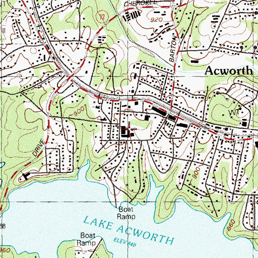 Topographic Map of Acworth Presbyterian Church, GA