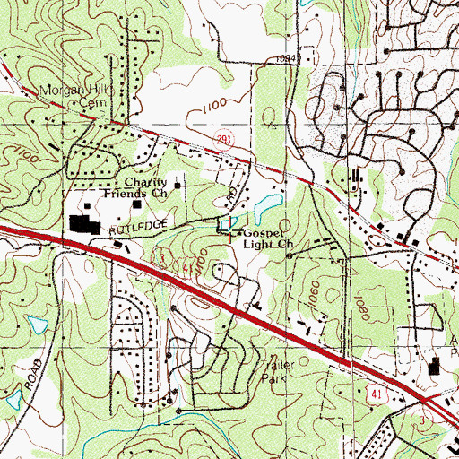 Topographic Map of Gospel Light Church, GA