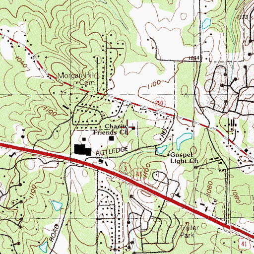 Topographic Map of Charity Friends Church, GA