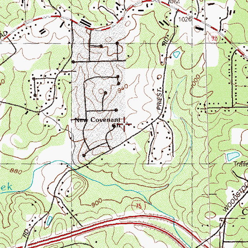 Topographic Map of New Covenant Church, GA