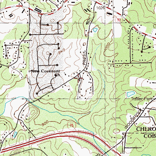 Topographic Map of Victory Baptist Church, GA